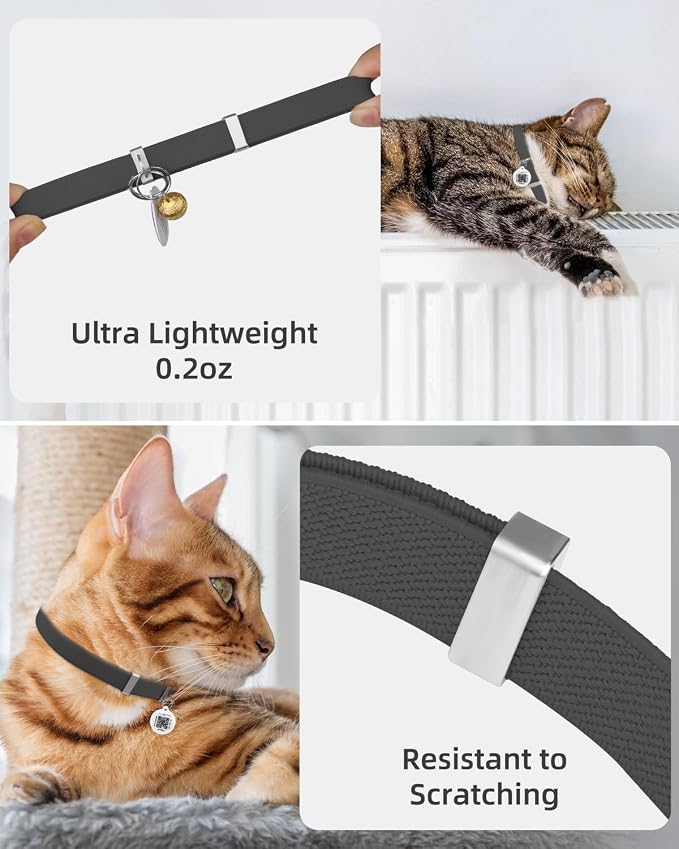 Cat Collar with Bell, Stretch Elastic Quick Release, Non Breakaway Lightweight - Image 3