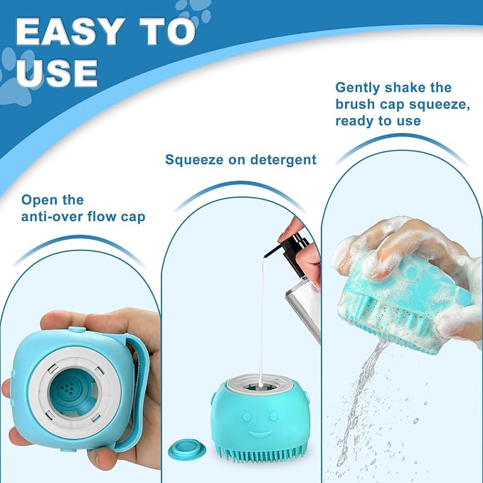2PCS Dog Washing Gloves and Dog Shampoo Brush, Dog Bath Supplies Dog and Cat - Image 3