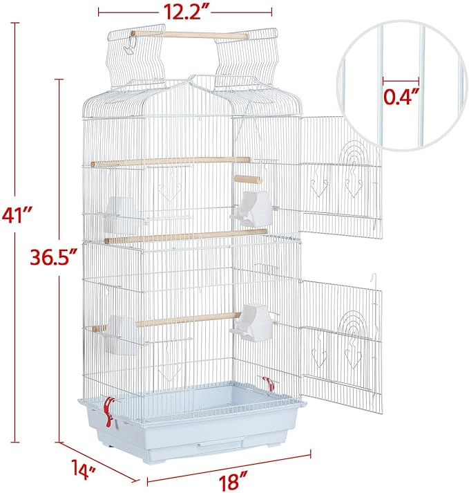 Yaheetech 41'' Open Top Medium Size Quaker Parrot Bird Cage Cockatiel Indian - Image 3