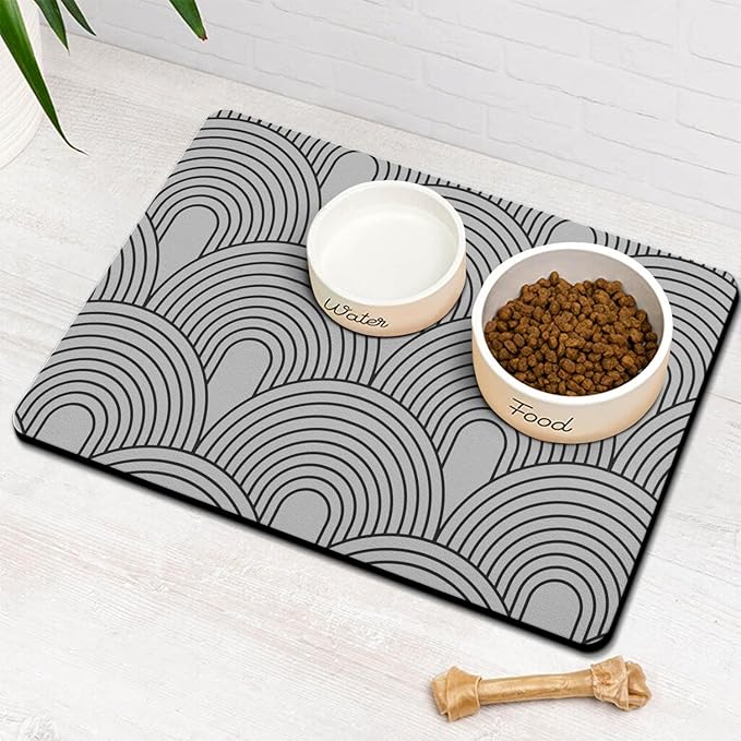 Dog Food Mats for Floors Absorbent, Pet Cat Food Mat by Ayiashiab