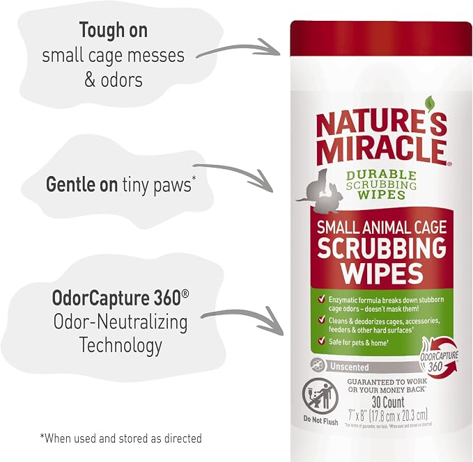 Nature’s Miracle Small Animal Cage Scrubbing Wipes 30Ct - Image 6