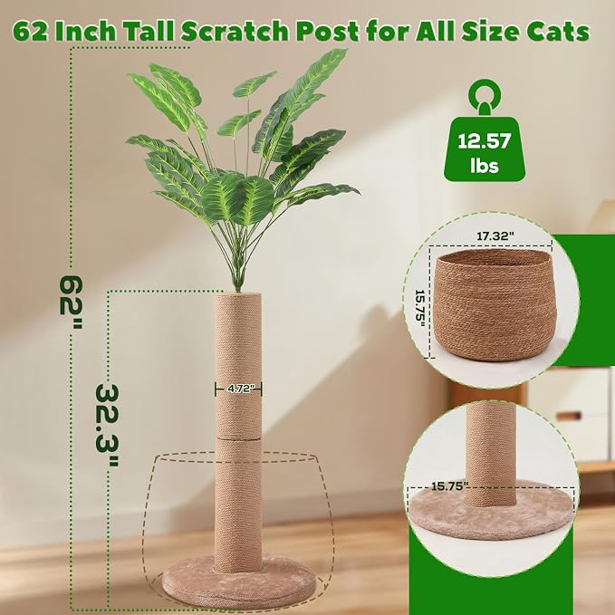 62 Inch Tall Cat Scratching Post - Image 2