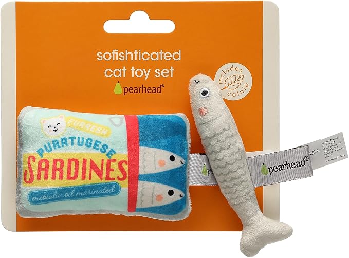 Pearhead Pet Sardines and Fish Plush and Crinkle Cat Toy Set, Includes Catnip - Image 4