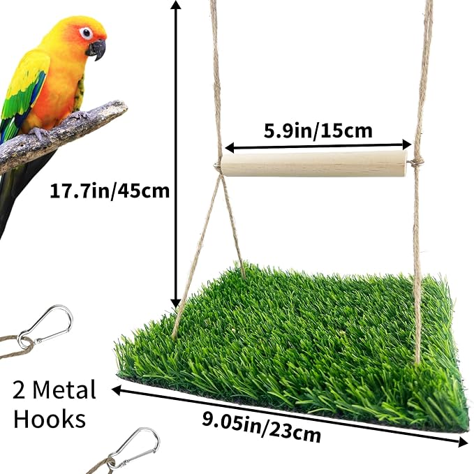 FlidRunest Bird Swing Mat with Wood Perch, Lawn Swing Hammock - Image 4