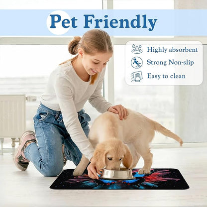 Blue Butterfly on Blooming Pet Feeding Mat–Christmas Stocking Quick Dry - Image 6