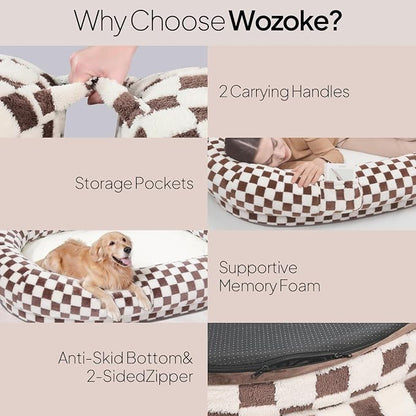 74"x50"x12" Human Dog Bed for Adults, Ultra Plush Waterproof Bean Bag Chair - Image 3