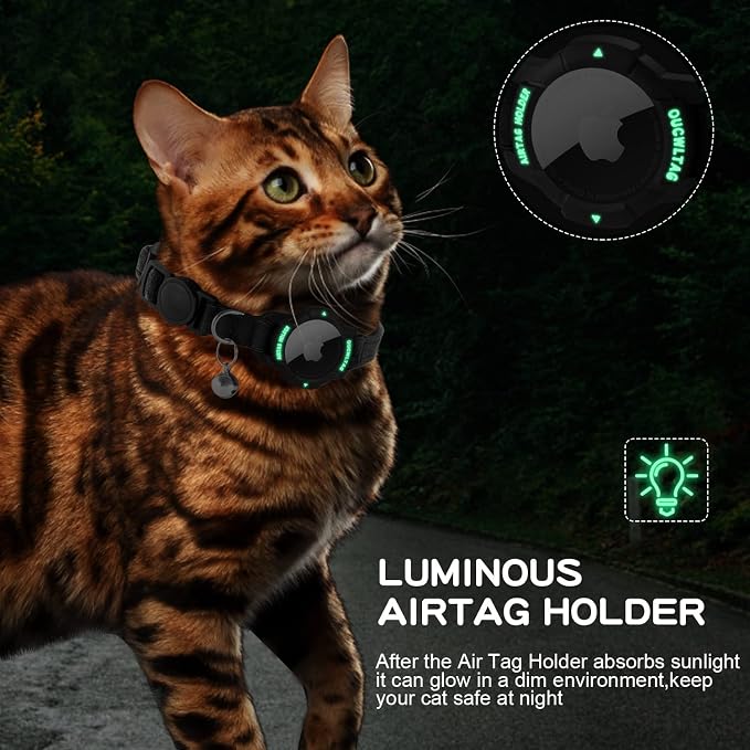Luminous AirTag Cat Collar Breakaway, OUCWLTAG GPS Cat Collar - Image 4