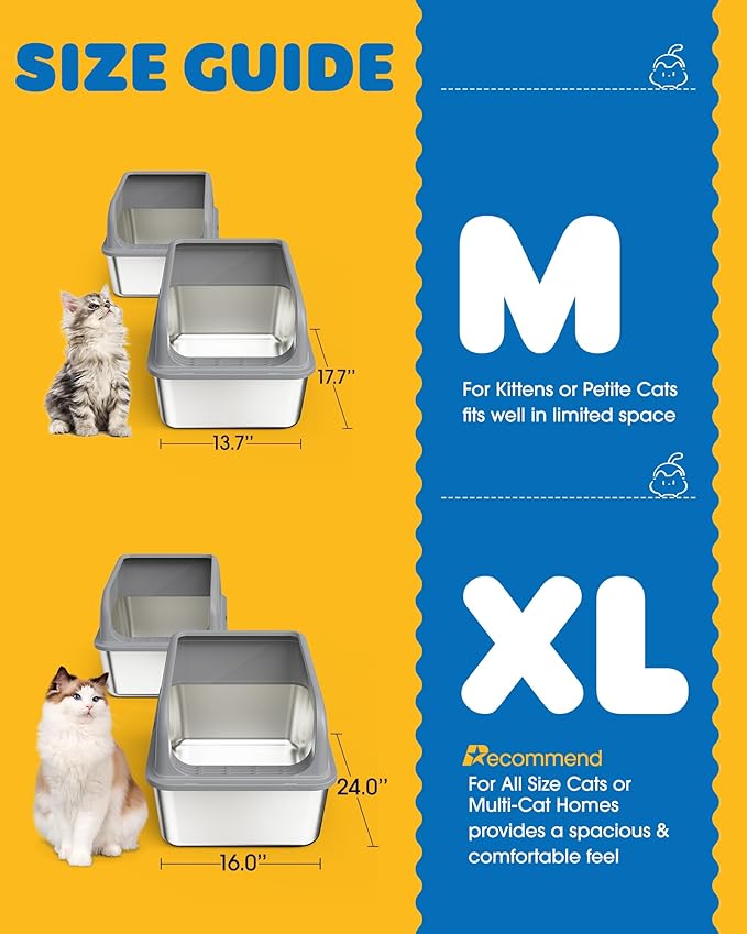 2-Pack Stainless Steel Cat Litter Box - Image 2