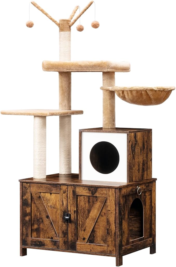 HOOBRO Cat Tree with Litter Box Enclosure by HOOBRO