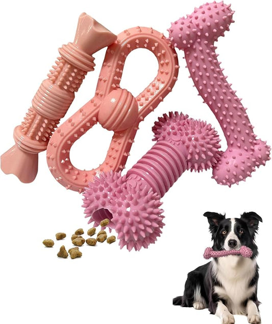 4 Pack Teething Toys Dog Durable Chew Toys Soft Rubber Toy Dog Teeth Cleaning by Cdyzqikm