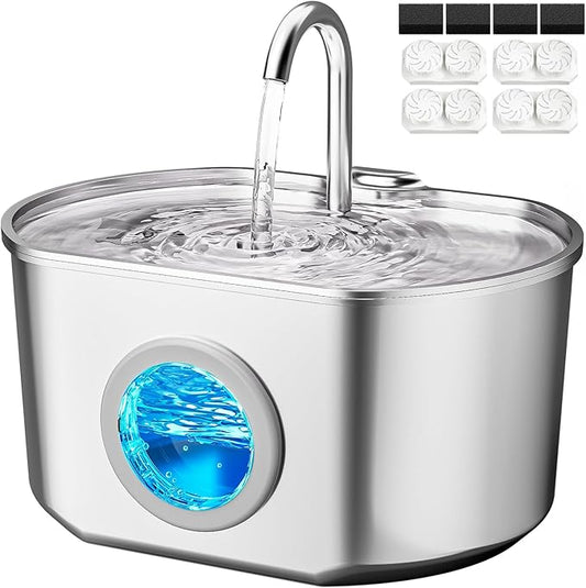Cat Water Fountain Stainless Steel: 74oz/2.2L Cat Fountain by Neareal