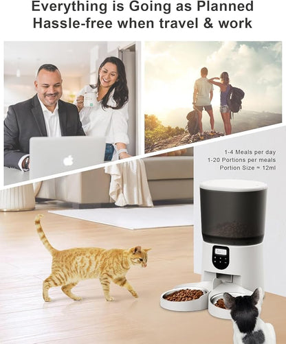 Automatic Cat Feeders for 2Cats, 6L/25cup Automatic Cat Food Dispenser - Image 7
