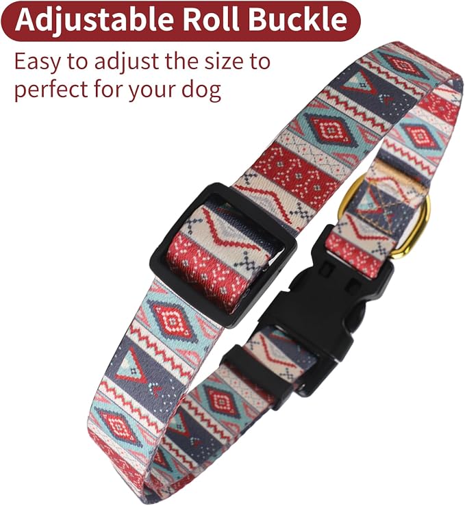 QQPETS Adjustable Soft Dog Collar: Print Flower Pink Multicolor Cute Patterns - Image 5