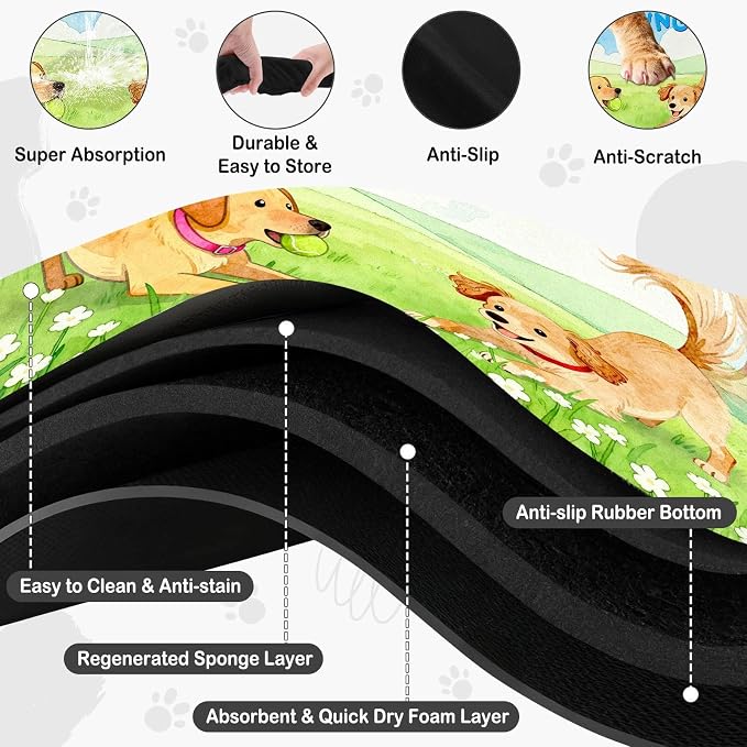 Dog Food Mat for Floors Absorbent, Pet Food Mat, Dogs Greetings Quick Dry Dog - Image 4
