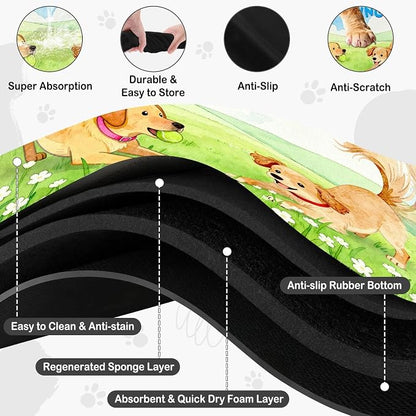 Dog Food Mat for Floors Absorbent, Pet Food Mat, Dogs Greetings Quick Dry Dog - Image 4