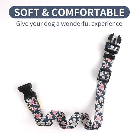 QQPETS Adjustable Soft Dog Collar: Print Flower Pink Multicolor Cute Patterns - Image 4