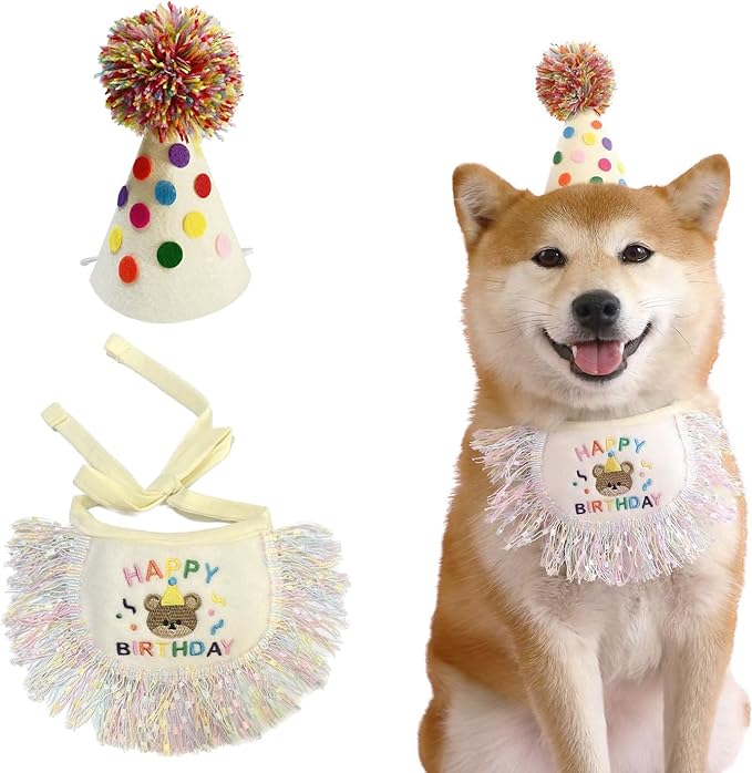 Dog Princess Costumes Puppy Birthday Bandana Scarf and Party Hat Cute Lace Dog by ROHOME