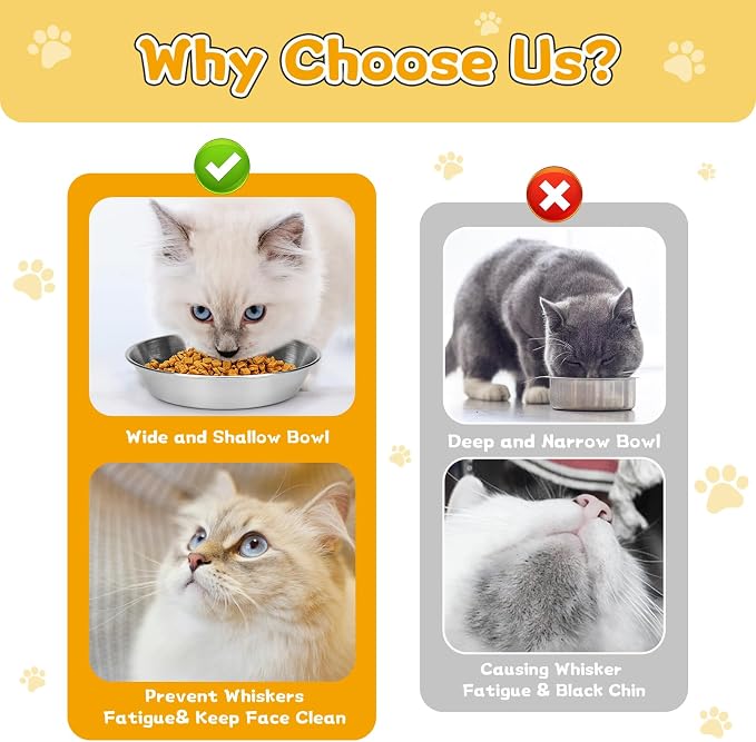 4-Pack Stainless Steel Cat Food Bowls, Shallow Whisker-Friendly Non-Slip - Image 4