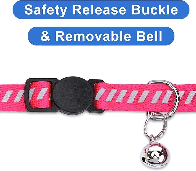 Pawtitas Personalized Pink Reflective Cat Collar – Adjustable Custom Collar - Image 5