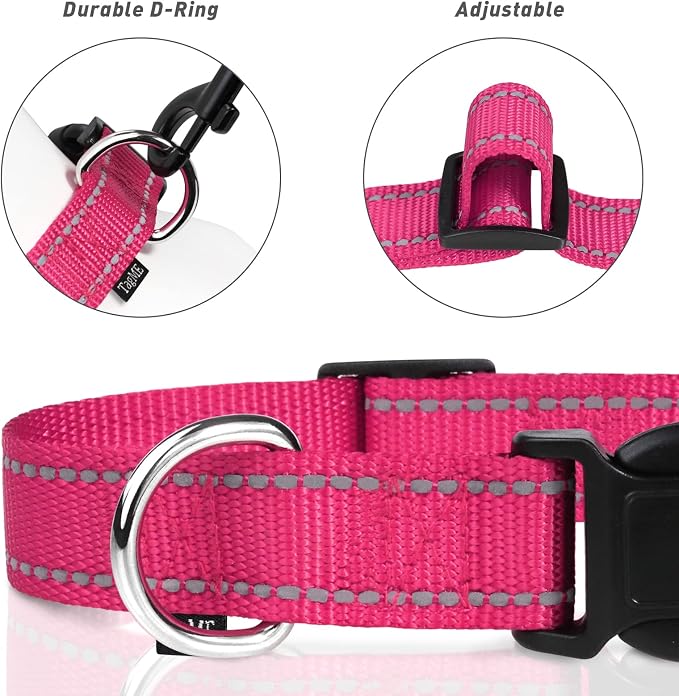 TagME Reflective Nylon Dog Collars, Adjustable Classic Pet Collar - Image 3