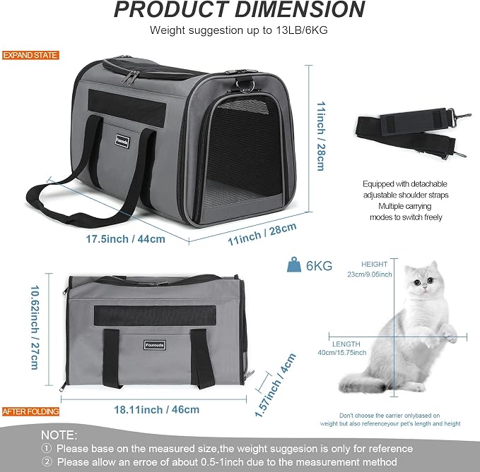 Airline Approved Dog Carrier.Cat Travel Carrier Dog Carrier Bag, Soft Sided Pet - Image 5