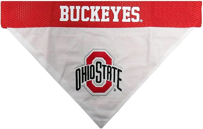 Pets First Collegiate Pet Accessories, Reversible Bandana, Ohio State Buckeyes by PETSFIRST