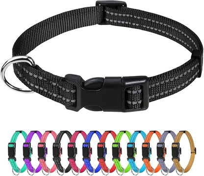 TagME Reflective Nylon Dog Collars, Adjustable Classic Pet Collar by TagME