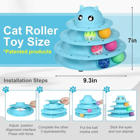 UPSKY 24 PCS Cat Toys, 3-Level Turntable Kitten Toys Set, Interactive Cat - Image 2
