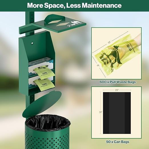 POCHAR Dog Waste Station Outdoor, Aluminum Rustproof Pet Poop Station - Image 5