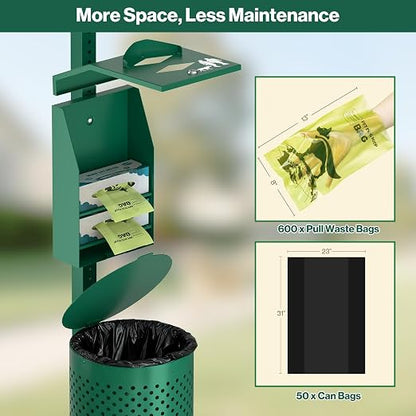 POCHAR Dog Waste Station Outdoor, Aluminum Rustproof Pet Poop Station - Image 5