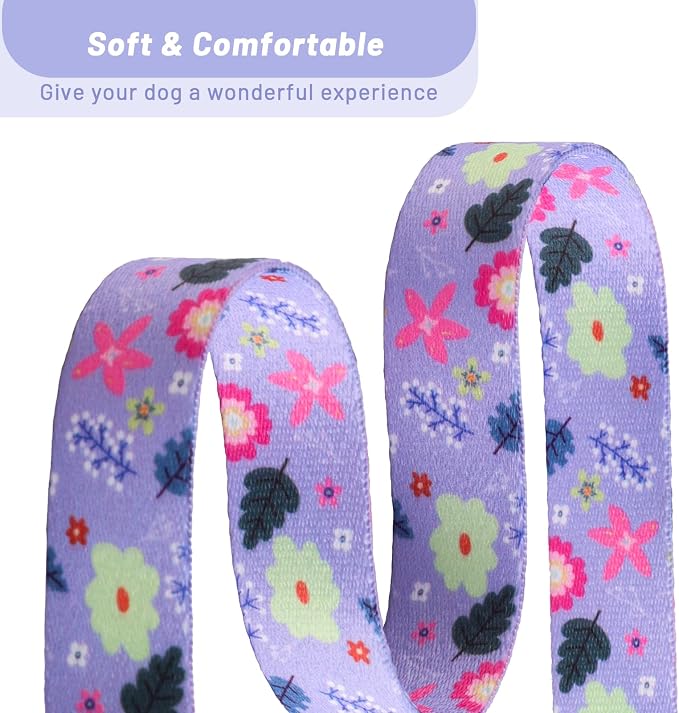 QQPETS Adjustable Soft Dog Collar: Print Flower Pink Multicolor Cute Patterns - Image 3
