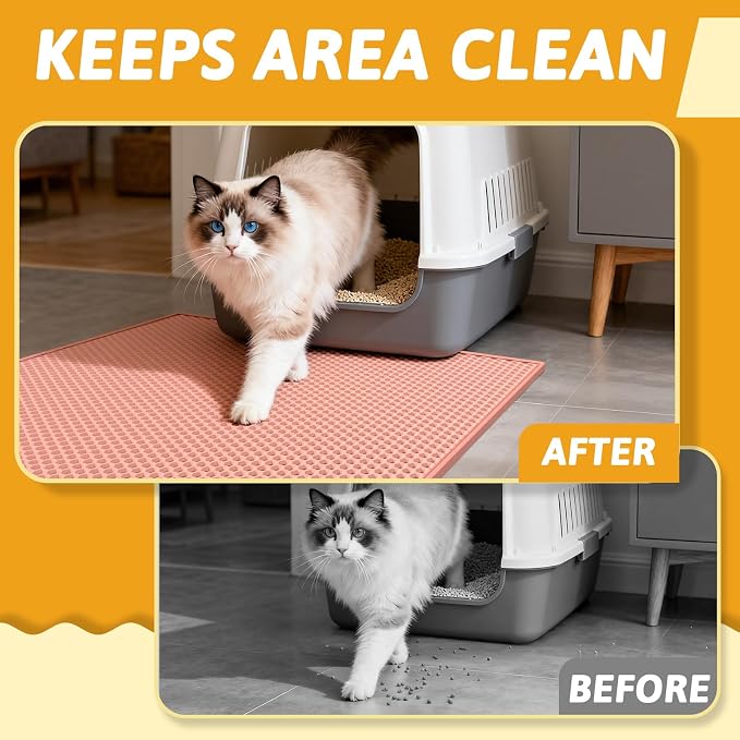 Pieviev Cat Litter Mat Double Layer Waterproof Urine Proof Trapping Mat 1 Pack) - Image 3
