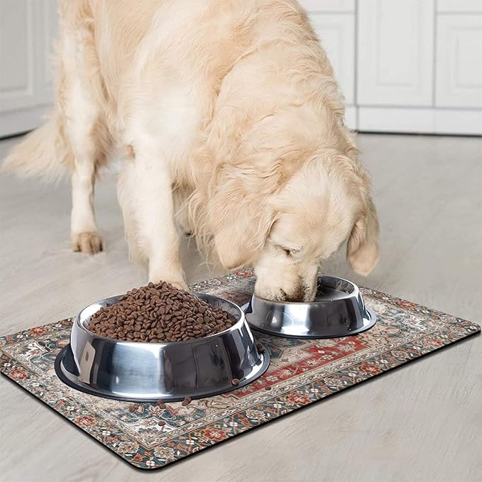 2 Pack Dog Food Mats for Floors, Absorbent and Quick-Drying Pet Cat Food Mat - Image 2