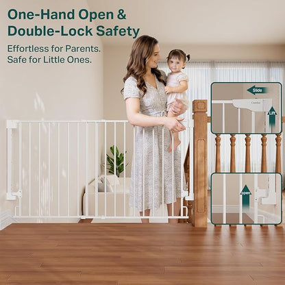 Cumbor 35.1-55" Wide No Bottom Bar Baby Gate - Image 7