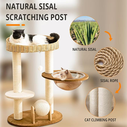 Modern Cat Tree for Indoor Cats, Wood Cat Tree - Image 5