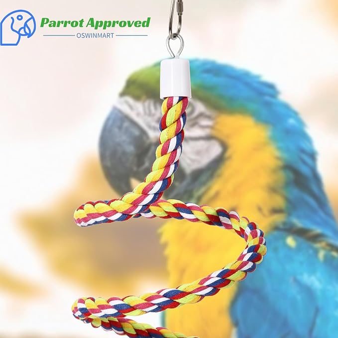 63'' Bird Rope Perches Birdcage Swing Toys 100% Cotton Natural Bird Perch - Image 6