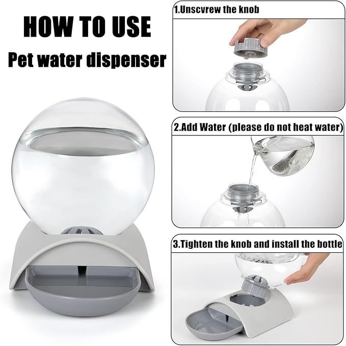 Pet Water Dispenser, 2.8L Automatic Gravity Cat Water Dispenser - Image 3