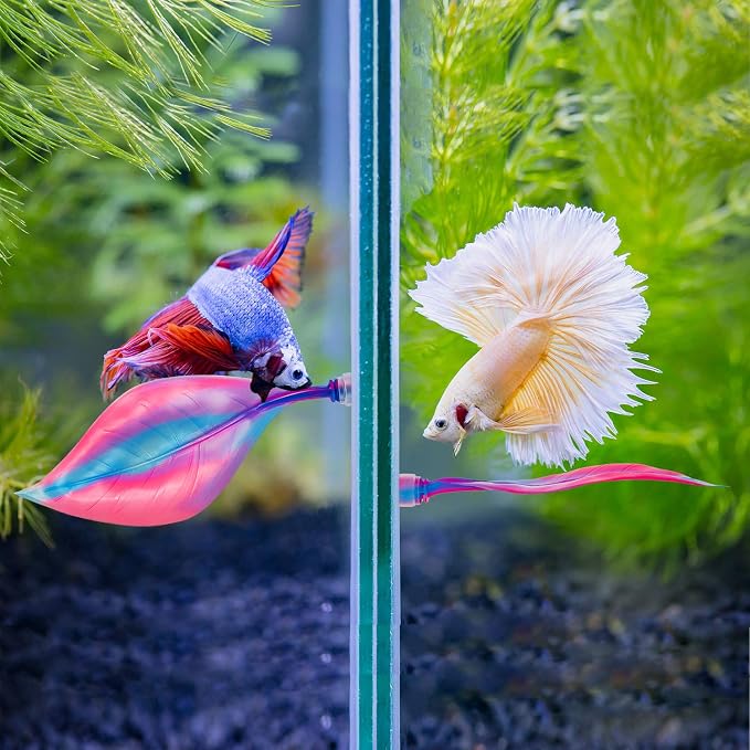 WILLBOND 2 Pcs Pink Silicone Betta Fish Bed Leaf Hammock Betta Fish Tank - Image 5