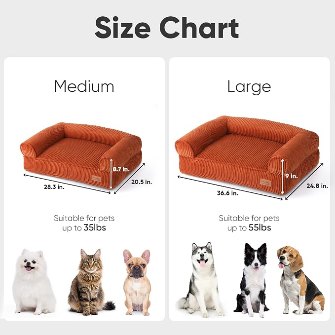 FUKUMARU Dog Couch Bed, Corduroy Cozy Cat Bed - Image 6