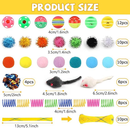 Kitten Toys, Cat Mouse Toy, Kitten Sparkle Crinkle Balls Furry Soft Pom Pom - Image 3