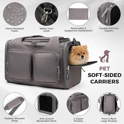 Dog, Cat Carrier for Pets Up to 15 Lbs, Airline Approved Collapsible Soft-Sided - Image 5
