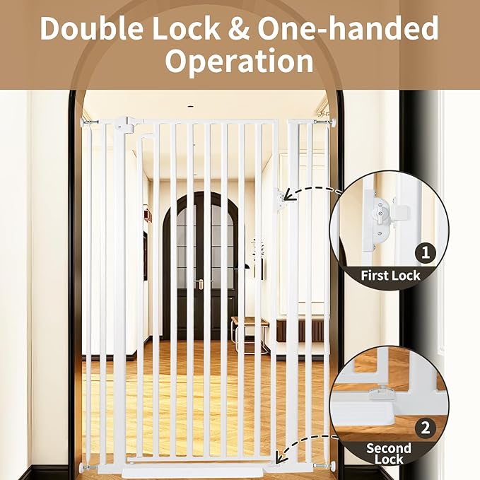 59“ Extra Tall Cat Gate for Doorway：29.4-33.4” Wide Pet Gate, Auto Close/One - Image 4