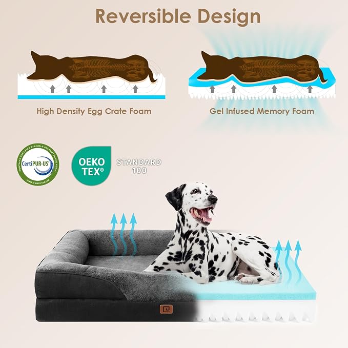 EHEYCIGA Orthopedic Dog Bed for Large Sized Dog, Waterproof Liner & Washable - Image 2