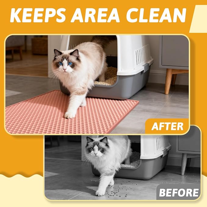 Pieviev Cat Litter Mat Double Layer Waterproof Urine Proof Trapping Mat 1 Pack) - Image 3