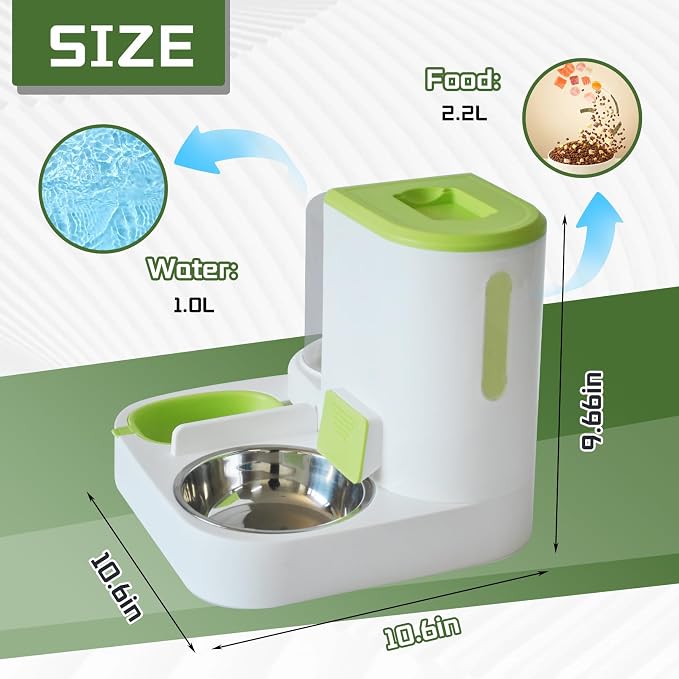 2 in 1 Automatic Cat Feeder & Water Dispenser, Gravity Pet Feeder Stainless - Image 3