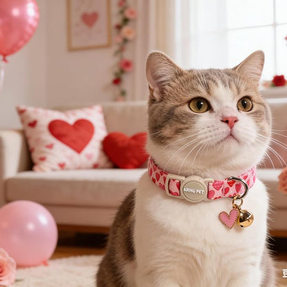 ARING PET 2 Pack Valentine's Day Cat Collar, Breakaway Kitten Small Black White - Image 6