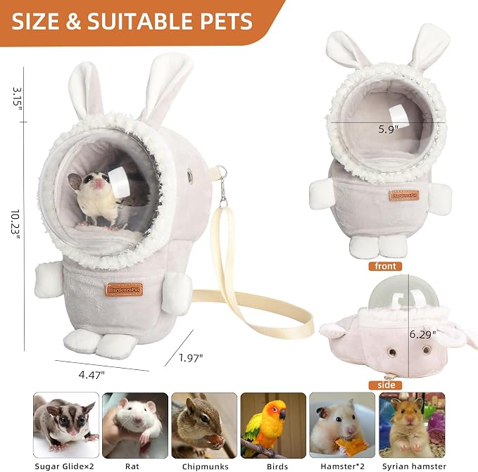Hamster Carrier Rat Bag Cute Rabbit Shape Small Animal Sugar Glider Travel - Image 3