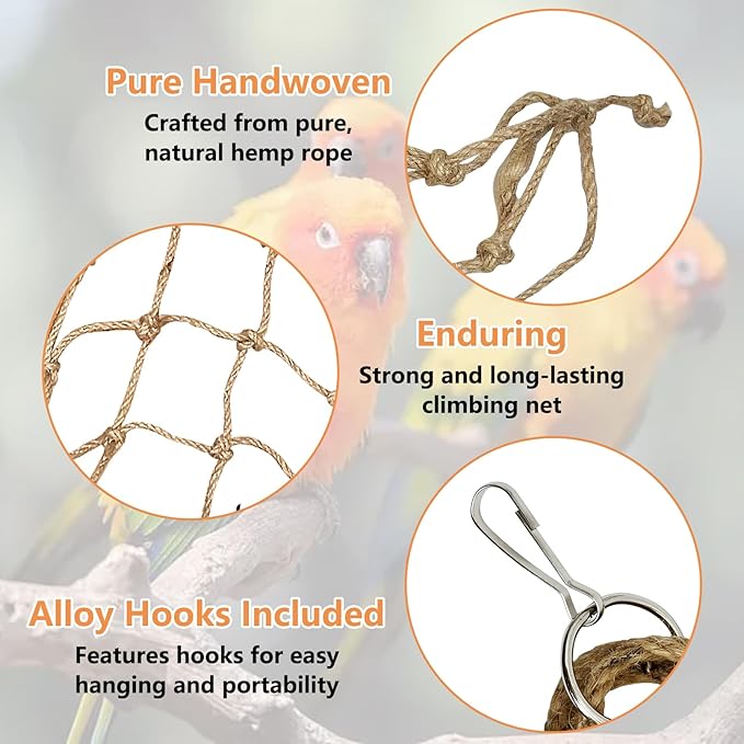 Tfwadmx Bird Climbing Rope Net Parrot Perch Climbing Rope Ladder, Large Size - Image 2