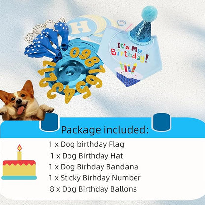 Pet Birthday Party Set, Dogs Bandana and Dog Birthday Hat - Image 2