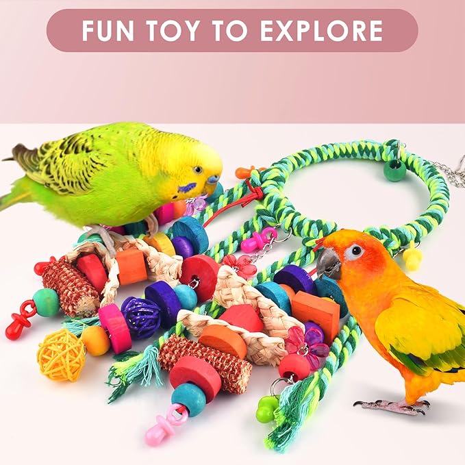 KATUMO Bird Toys 2 Pack Parrot Swings Conure Rope Rings Parakeet Perches - Image 5